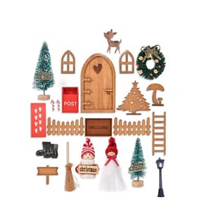 Wichteltür Zubehör-Set Für Weihnachtsdeko – Inkl. Tür, Fenster, Zaun, Schlitten & Mehr, Magische Elfentür Für Kinder