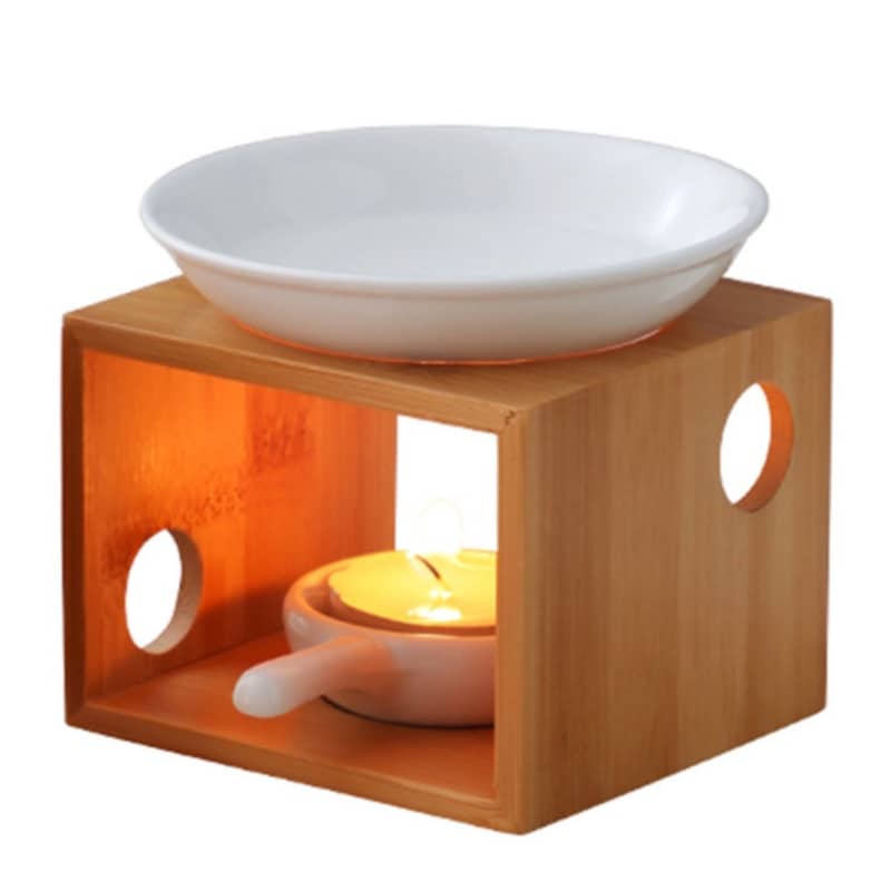 Keramik Aroma Duftlampe mit Bambus Teelicht Halterung