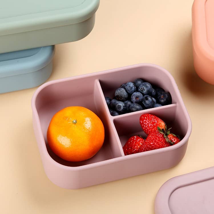 Silikon Lunchbox 940 Ml Mit 3 Fächern - Auslaufsicher, BPA-frei, Für Arbeit & Reisen