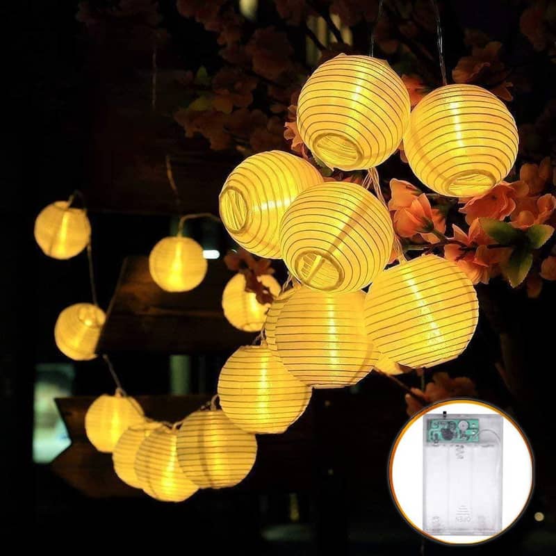 20-tlg. Set Ø 8cm weisse Papier Lampion Batteriebetrieben