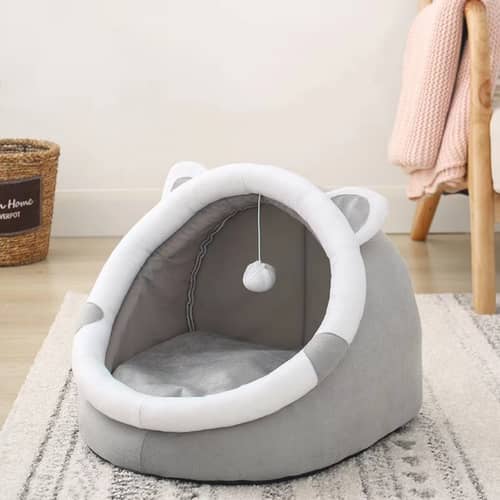 JEELINBORE Haustierbett In Hai-Form – Weicher Schlafsack Für Hunde & Katzen, 50 X 50 X 48 Cm, Grau, Faltbar