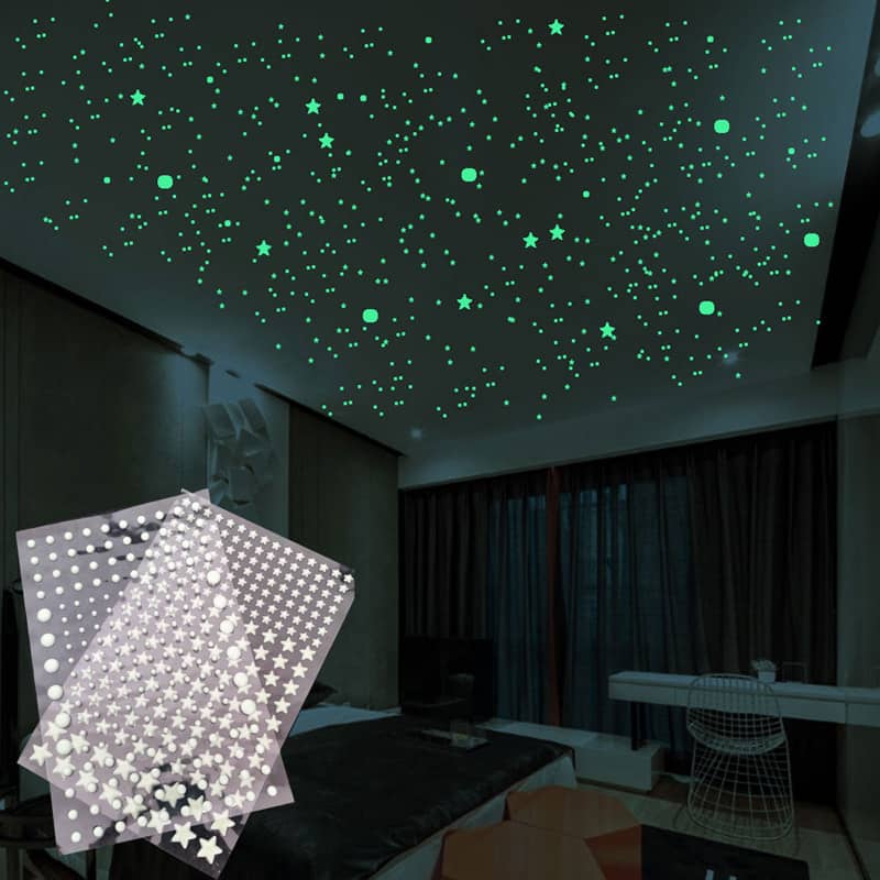 100 Stück Leuchtende Sterne Für Decke & Wand – Fluoreszierend, Rückstandsfrei, Für Kinderzimmer & Deko