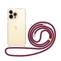 Handyhülle Mit Halskette Für IPhone 14 Pro Max – TPU+PC, Transparent, Abnehmbares Band (Rosegold)