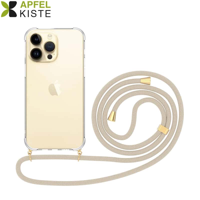 iPhone 14 Pro Max Necklace Case Transparent/Beige