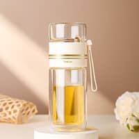 Doppelwandige Glas Tee Flasche Thermo Becher Teekanne