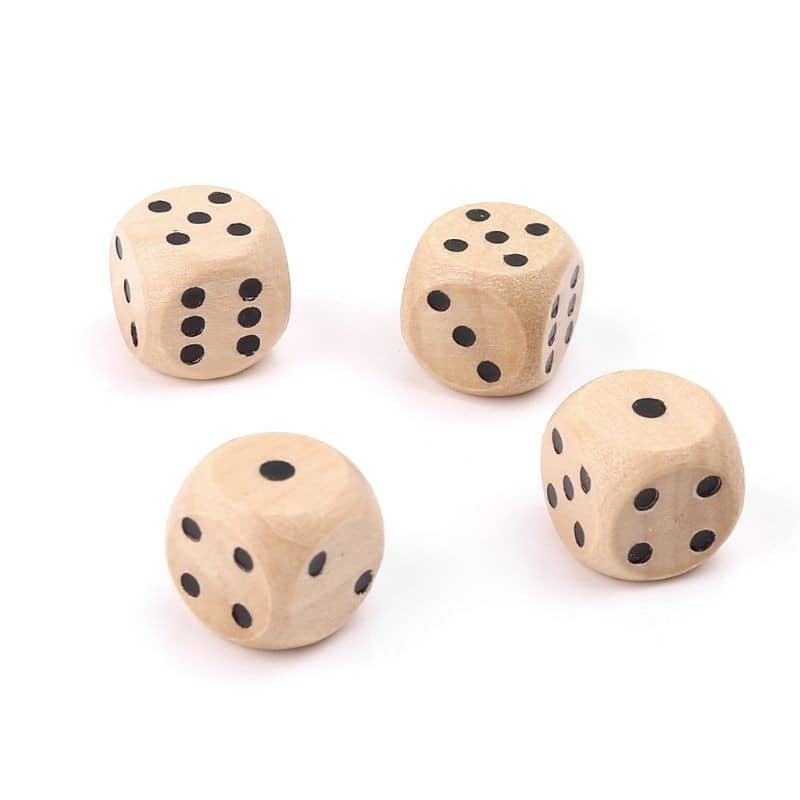 50 Holzwürfel Set Mit Tragetasche - 16mm, Abgerundete Ecken, Für Spieleabende & Casino-Nächte
