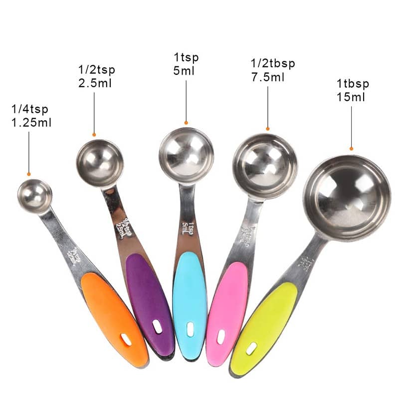 10er Set Edelstahl Messbecher & Messlöffel Mit Silikon-Griff – Perfekt Fürs Kochen Und Backen