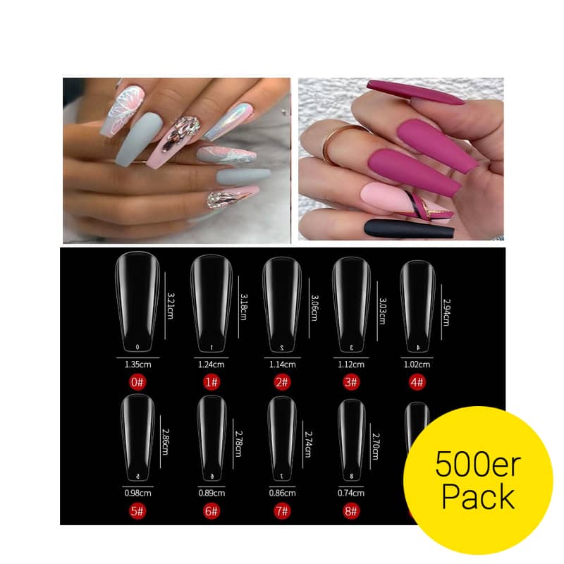 500er Set) Ballerina Kunstngel Full Cover Nail Tips