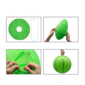 Lot De 15 Lanternes Rondes En Papier ACOMTUO - Vert Sauge, Doré, Ivoire, Tailles 15/20/25 Cm, Pour Mariage, Fête Jardin - 6