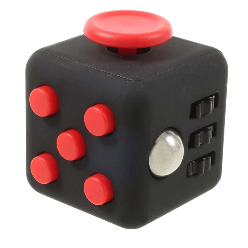Fidget Cube Anti Stress Spielzeug Würfel mit 6 Funktionen - Schwarz / Rot