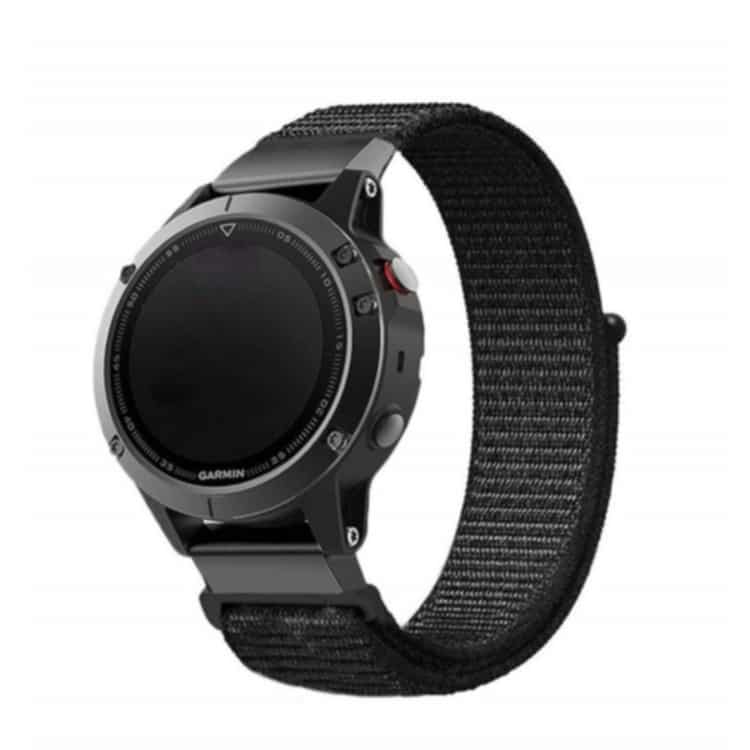 Garmin Fenix 6/5/5 Plus Nylon Armband Slim Schwarz