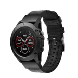 Gr. XXL Garmin Fenix 6X 6X Pro 5X 5X Plus 3 3 HR 3 Sapphire Nylon Echtleder Armband Gelenkumfang 211 272 mm Schwarz