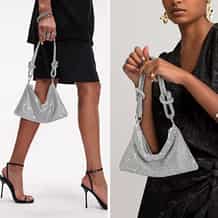 Yardenfun Pailletten Handtasche Schwarz - Verstellbare Crossbody Tasche Für Abend