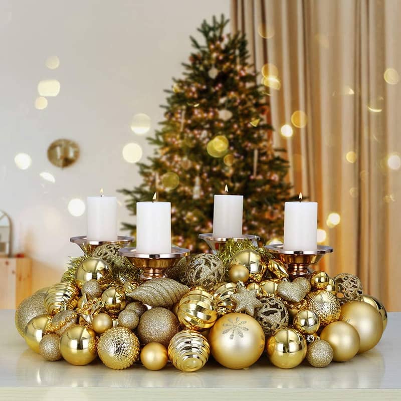 100er Set) Christbaum Schmuck Weihnachtskugeln Gold