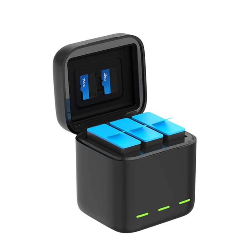 GoPro Hero 10 Black 9 Black 3 fach USB Akku Box Ladeger t Schwarz