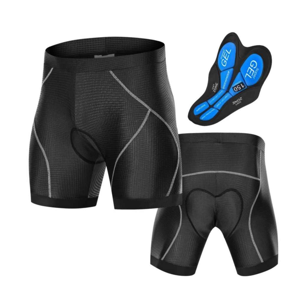 XL) Gepolsterte Herren Fahrrad Hosen Schwarz/Grau