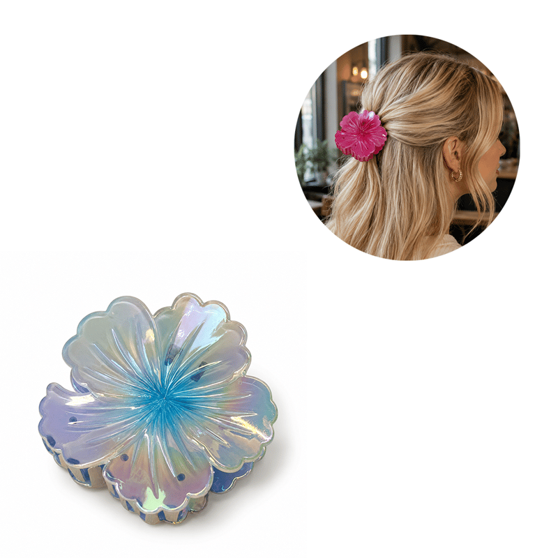 8cm) Haarspange Accessoire Hibiskus Blume Hellblau