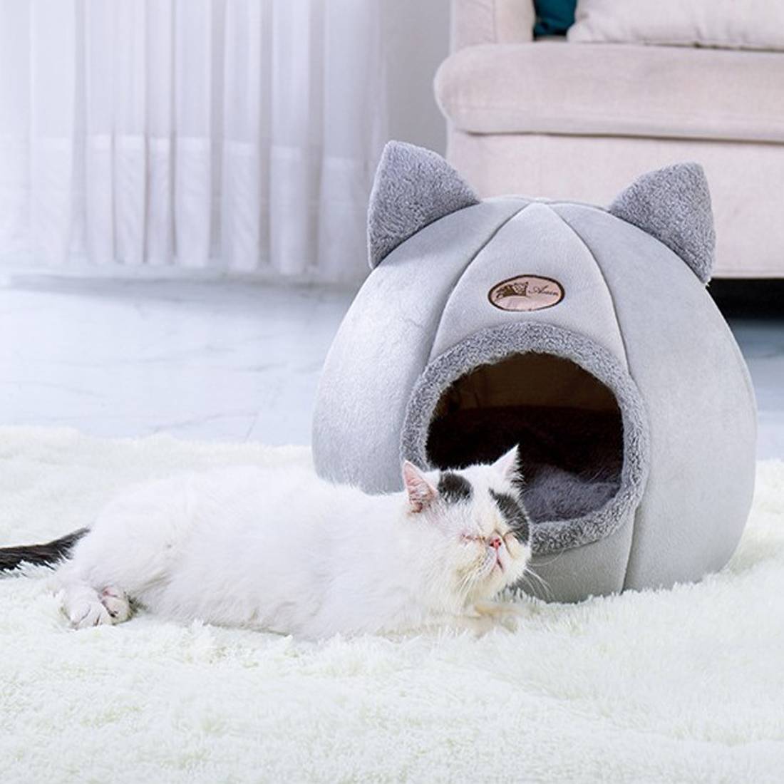 Produktbild von Kuschelhöhle Für Katzen - Plüsch Katzenhöhle (waschbar