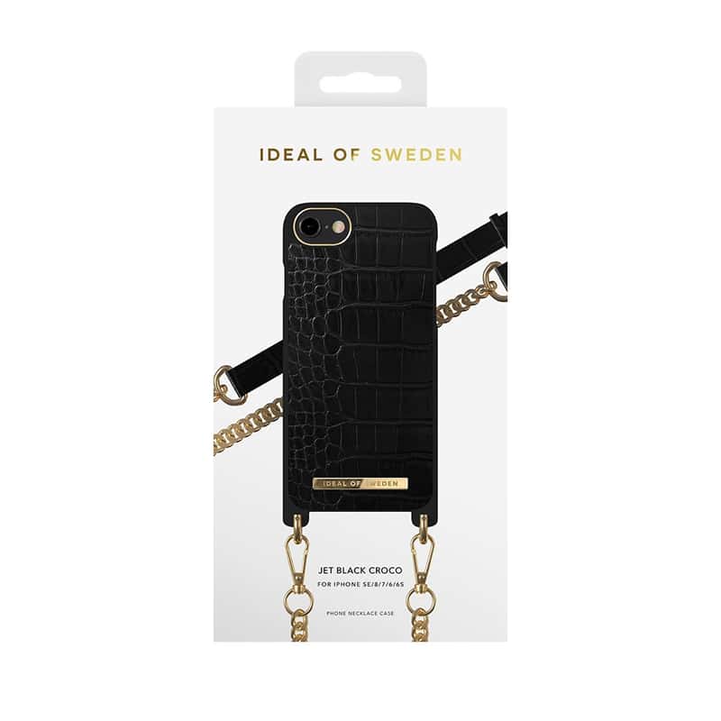 Necklace Case iPhone 13 Jet Black Croco IDEAL OF SWEDEN Accessoires Handy & Tablethüllen Handy 