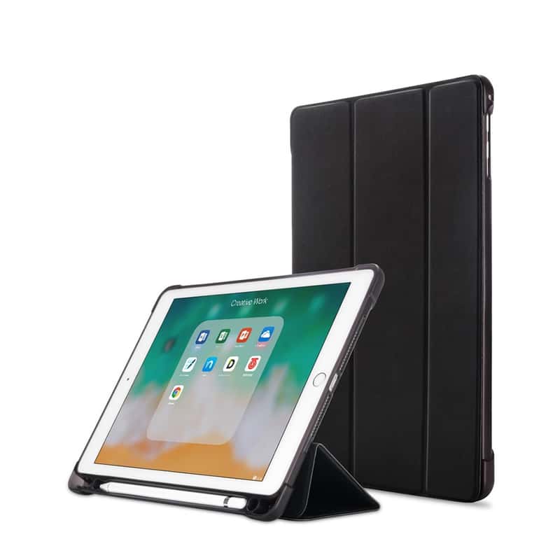 Für iPad Air 2 Echt Leder Smart Case Cover Slim Wake Dunkelblau Hülle Cover 