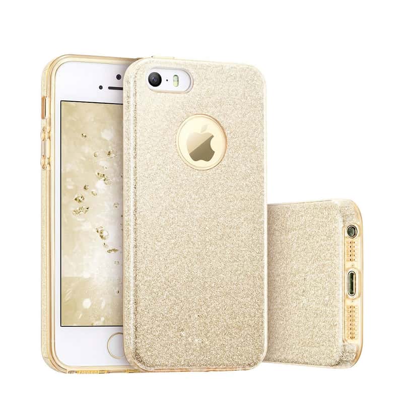 Iphone Se 5 5s Hulle Hardcover Glitzer Gold