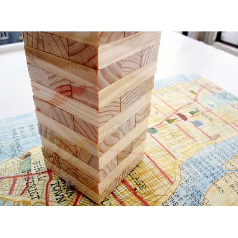 Turm Geschicklichkeitsspiel "Wackelturm" mit 48 Spielsteinen aus Holz 