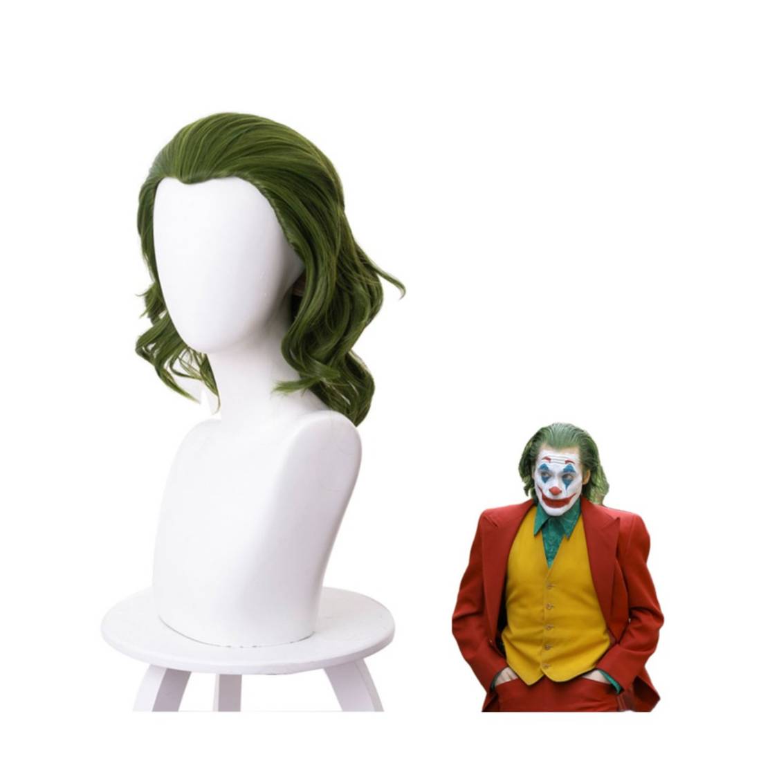 Kurze Grüne Clown-Perücke Für Halloween & Cosplay – 40 Cm, Verstellbar