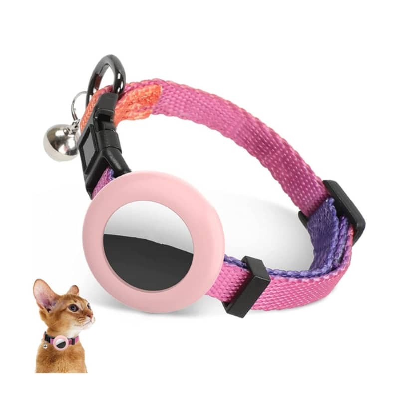 Katzen Rainbow Halsband mit Apple AirTag Halterung Rosa
