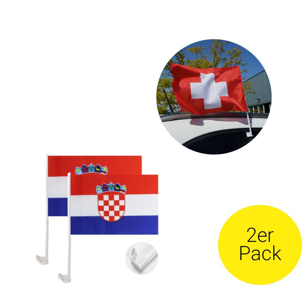 2x Kroatien Auto Flagge Mit Saugnapf 15x10cm - Croatia Wimpel Für Urlaub & EM