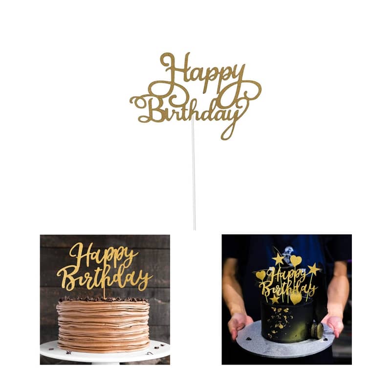 Kuchenstecker Tortenstecker Happy Birthday (Gold)