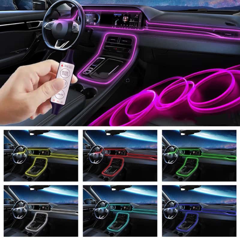 2 Stück Auto LED Lichter Innenraum, 7 Farben LED Innenraum Auto lichter mit  6 hellen LED-Lampe Perlen, USB wiederaufladbare Beleuchtung Licht (7  farbige Lichter)