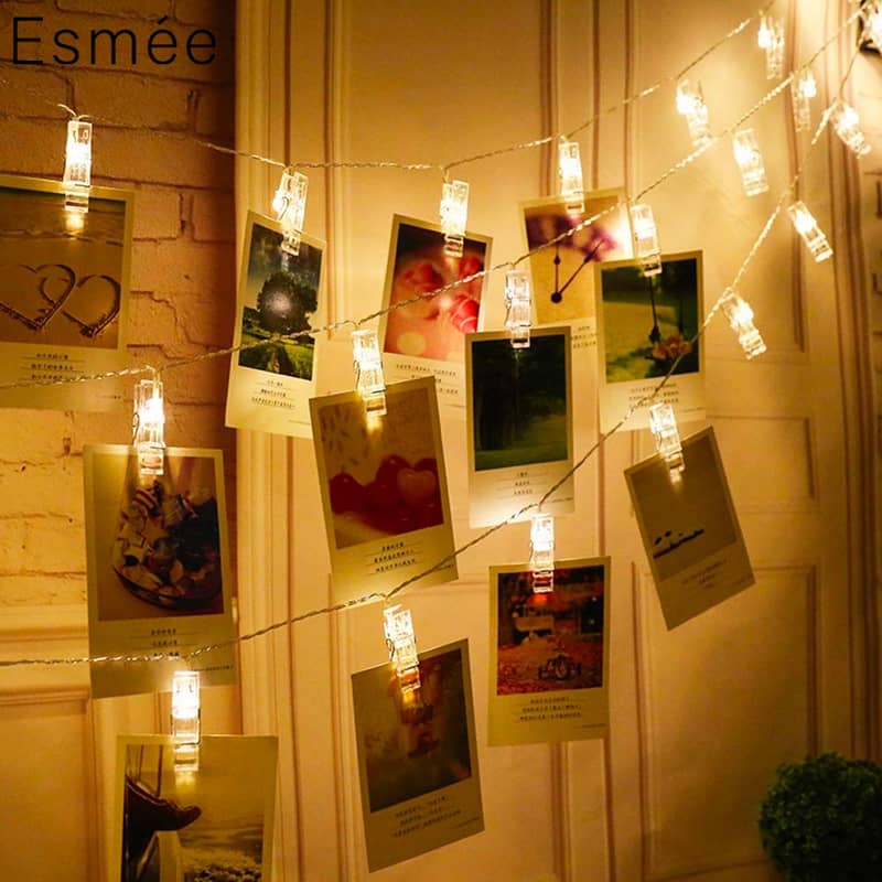 LED Foto Clip Licherkette mit Batteriebox 2.2m