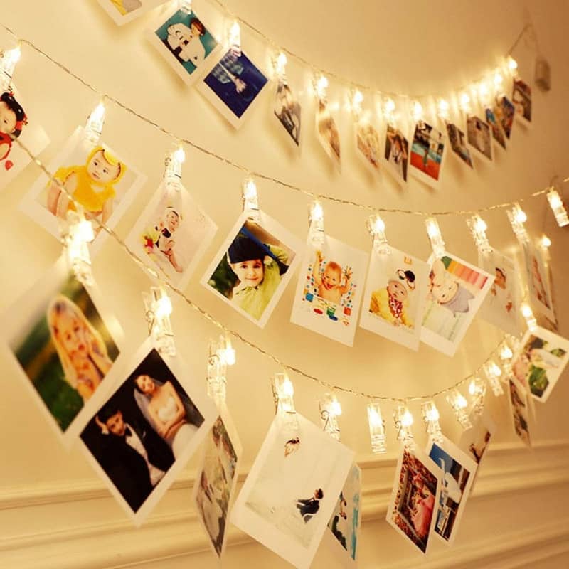 40er LED Foto Clip Licherkette mit Batteriebox 5 Meter