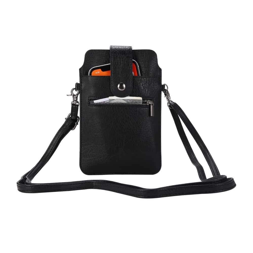 Handy Tasche mit Magnetverschluss Tragegurt Schwarz