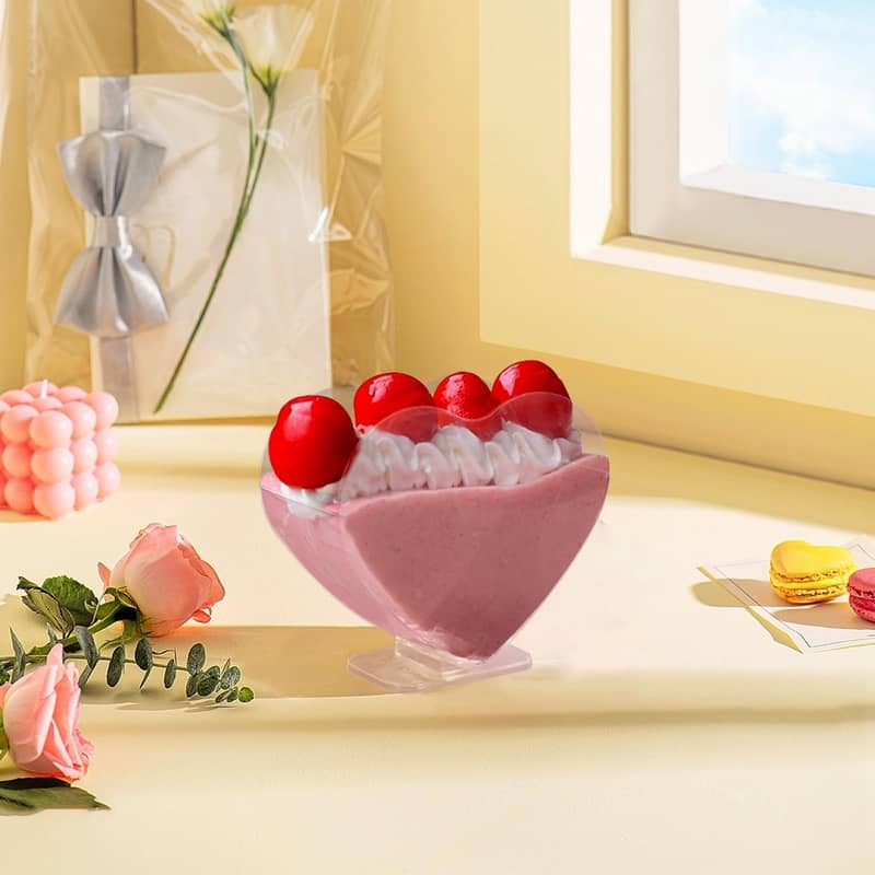 100-tlg. Einweg Dessert Herz Becher Party Geschirr