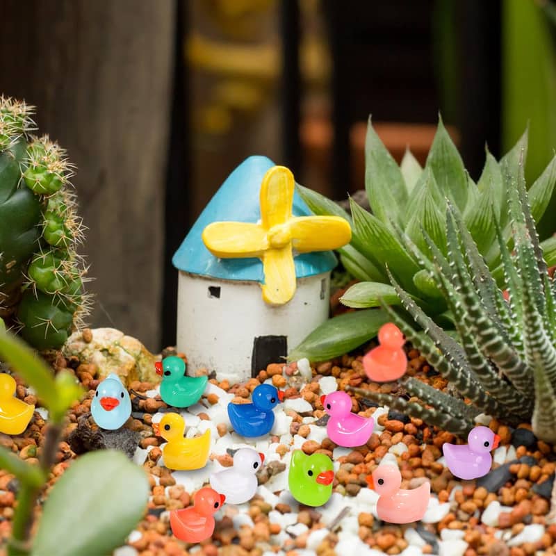 100er Set) 17mm Miniatur Enten Figuren Garten Deko