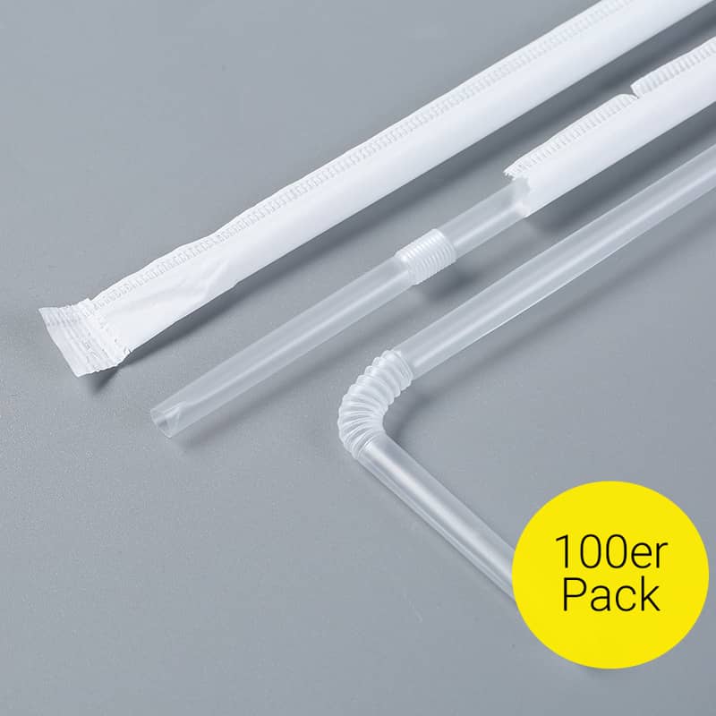 100er Se) 21cm Flexibler Kunststoff Strohhalm Einweg