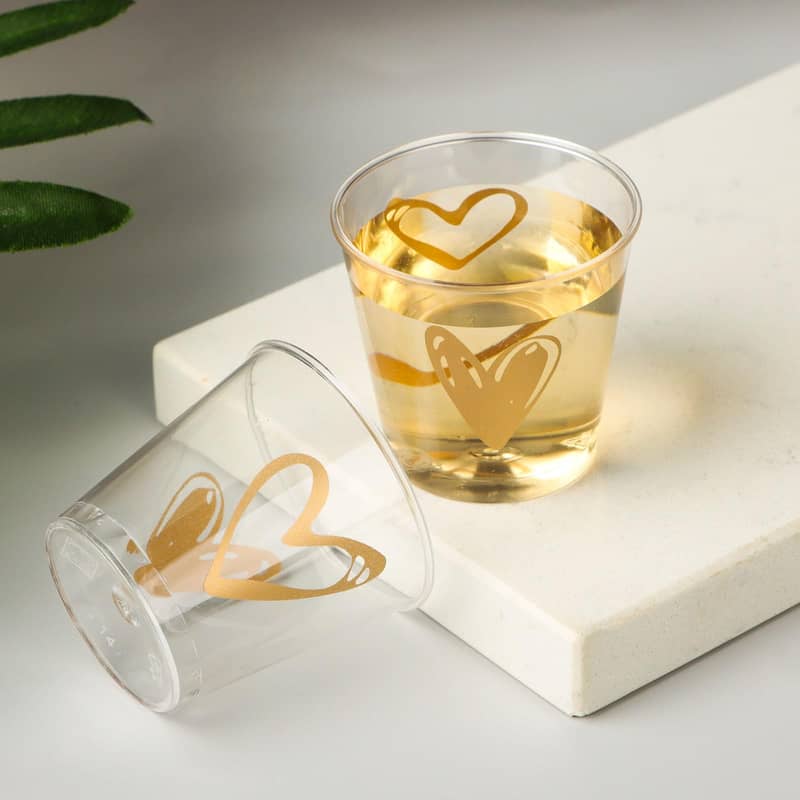 100er Set) 3cl Einweg Shot Becher Party Glas Herz