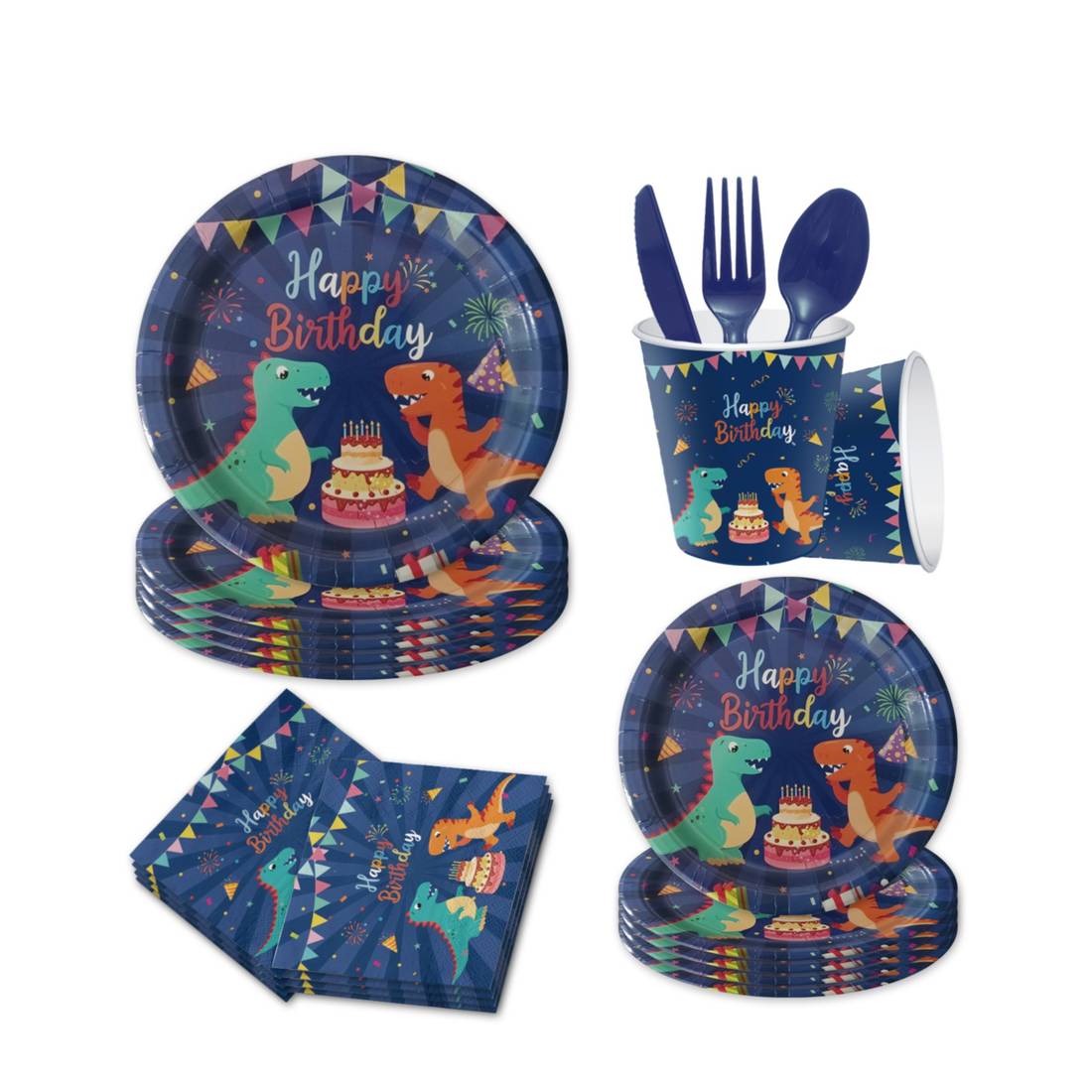 Happy Birthday Teller & Servietten Set – Schwarz & Gold, 20 Stück, 17,8 Cm