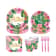 (120-tlg. Set) Einweg Geschirr Sommer Hawaii Party Tisch Dekoration inkl. Teller / Servietten / Papp Becher / Gabeln - Aloha / Rosa