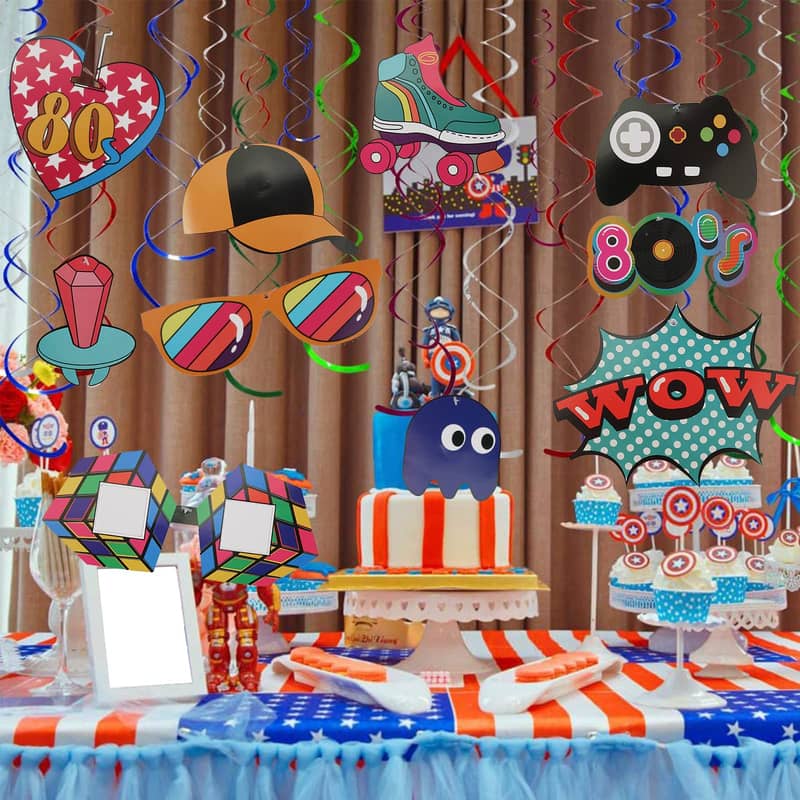 15er Set) Party Spiral Girlande Retro Deko Wirbel