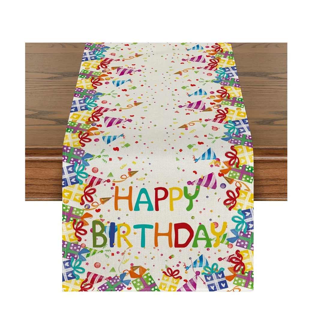 Geburtstag Tischläufer 180x35cm - Weiß Mit Konfetti Design