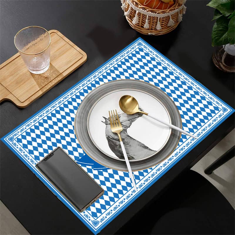 Nepnuser Oktoberfest Tischläufer – Bayerische Flagge & Karo, 33x228 Cm, Leinenstoff Für Party-Dekoration