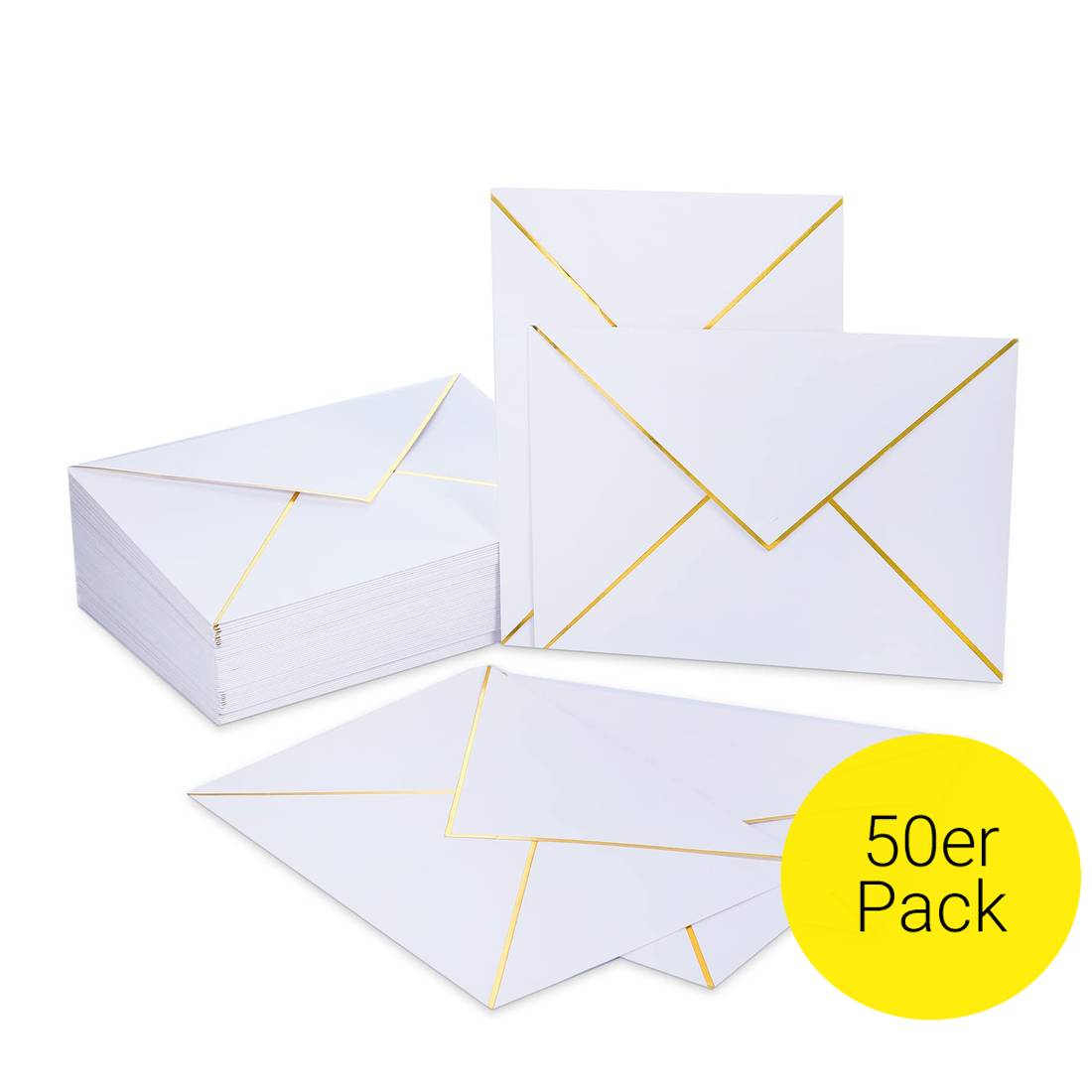 50 Weiße Geschenkumschläge Mit Gold-Schleifen – Haftklebend & Perfekt Für Gutscheine Im DIN Lang Format