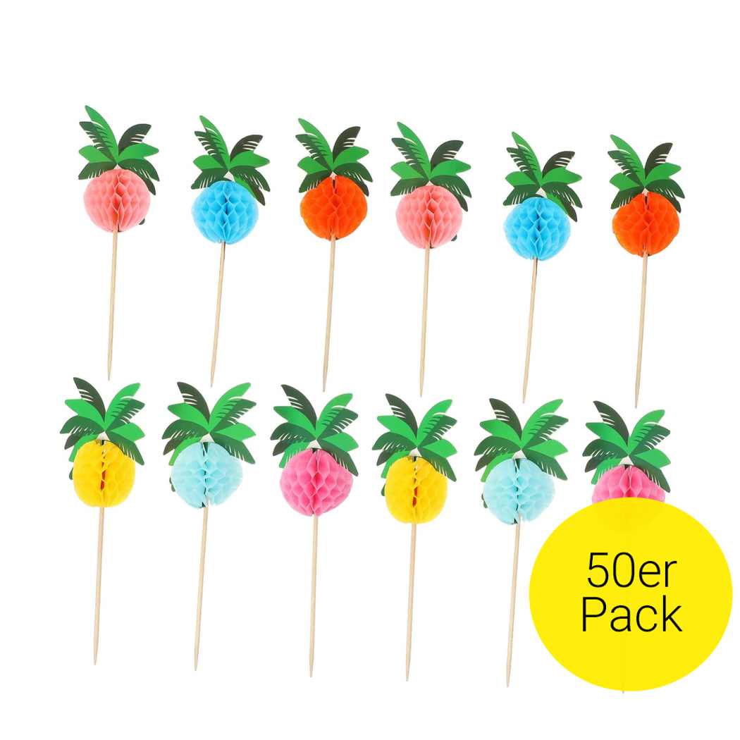 100 Stück Cocktailspieße Wiederverwendbar - Für Fingerfood & Obst | Sommer & Feuerwerk Design | Bambus