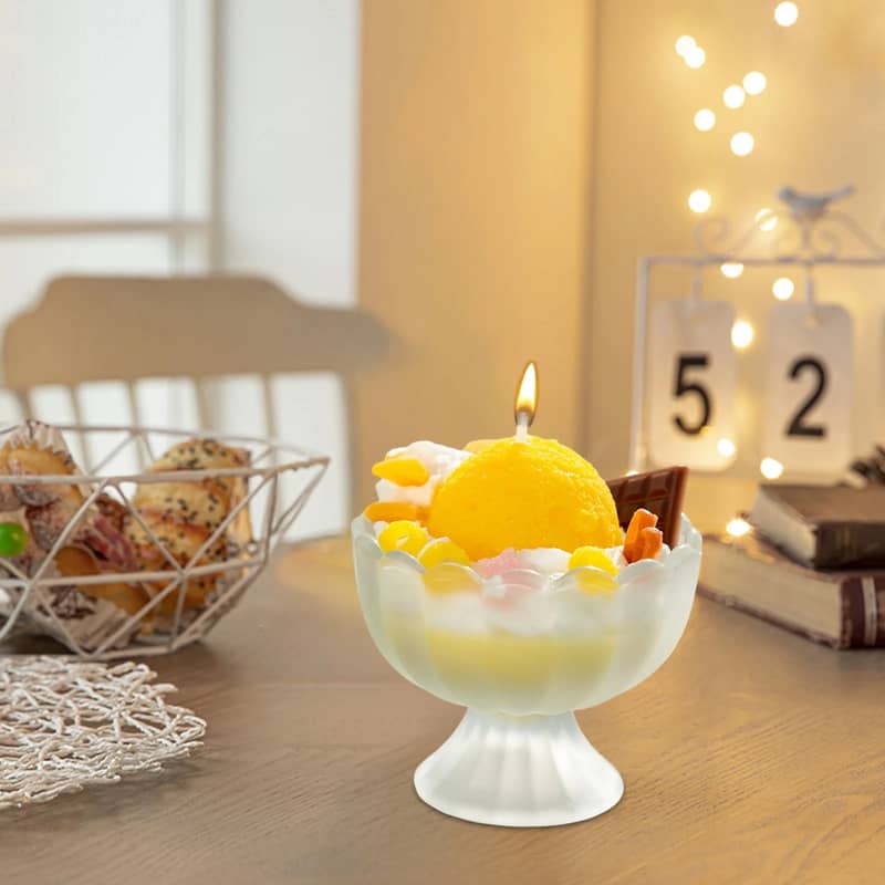 Duft Kerze Glas Aromatherapie Ice Cream Deko Orange Zitrone
