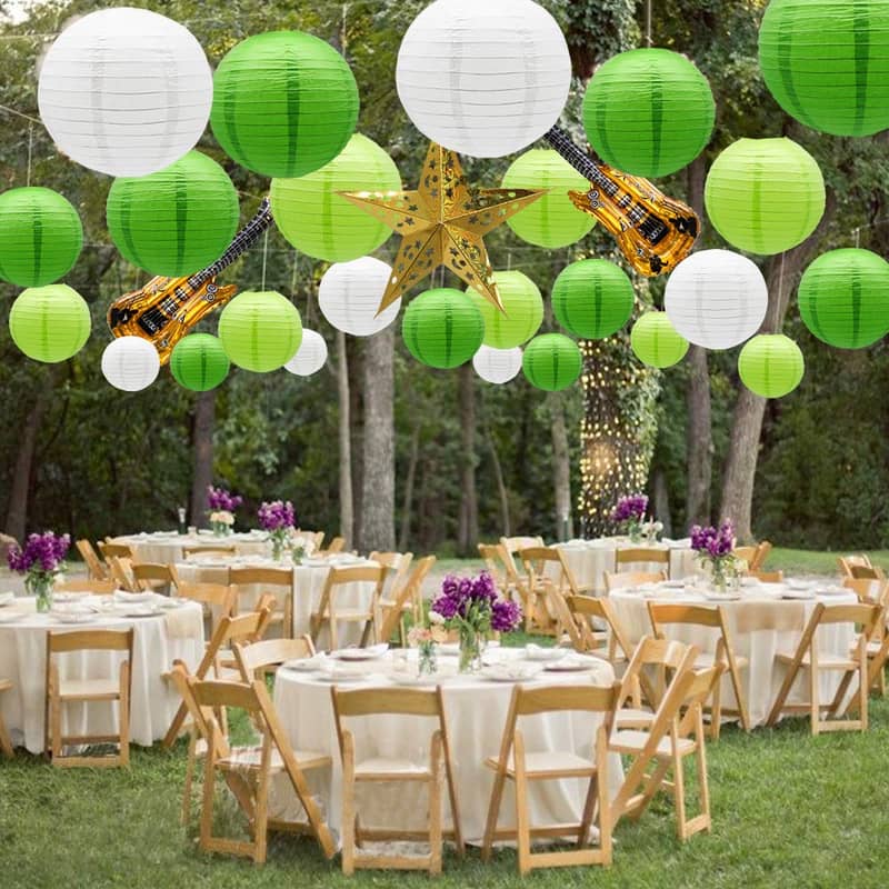 24er Set) Papier Lampion Party Deko Laterne Grün