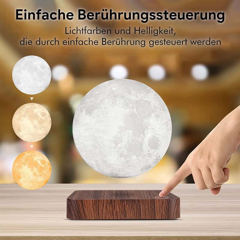 Ø15cm Schwebende 3D LED Mond Lampe in Hellbraun