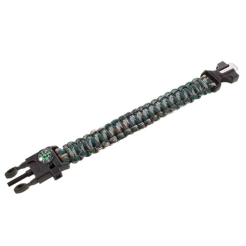 Outdoor Survival Paracord Armband w/ Scrapper/Trillerpfeife/ Kompass/ Feuerstein 