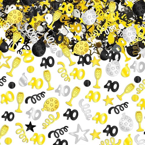 Gold Glitter Konfetti-Set – 200 Teile Mit Zahl 40 Für 40. Geburtstag & Jubiläumsparty
